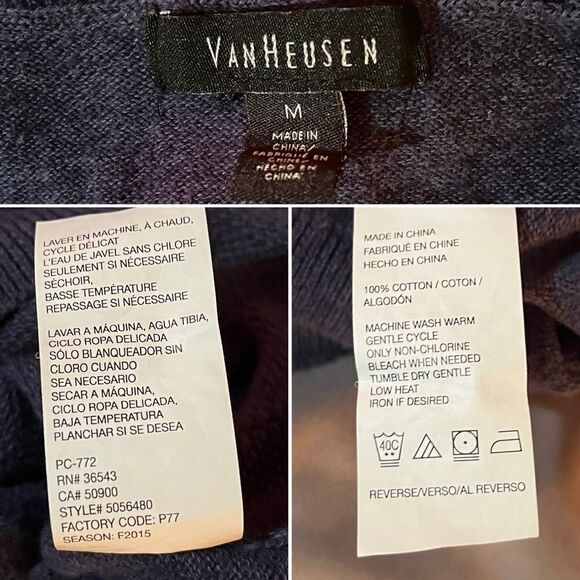 Van Heusen Mens Lightweight Long Sleeve Blue Cotton Crewneck Sweater Plaid M - Picture 7 of 8